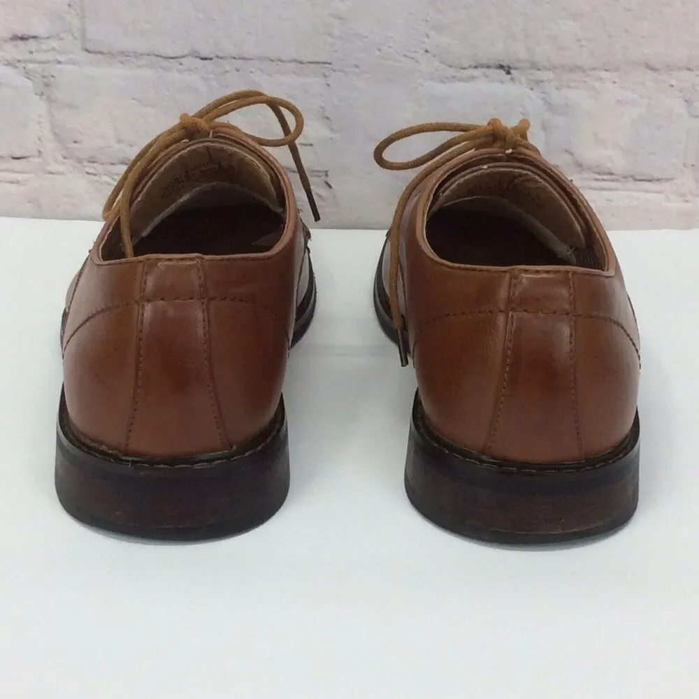 David Stone Oxford Shoes Men's Sz 10 Brown Lace Up Business Casual Vegan Leather